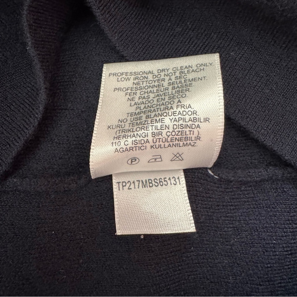 Tibi Merino Wool Puff Sleeve Pullover Sweater Navy Preppy Size Large - Picture 8 of 8